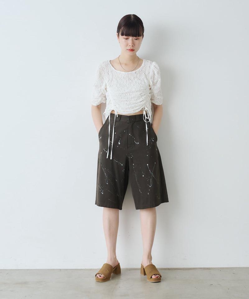 【WHIMSIC/2サイズ展開】ハンドぺインティングコットンツイルショーツ