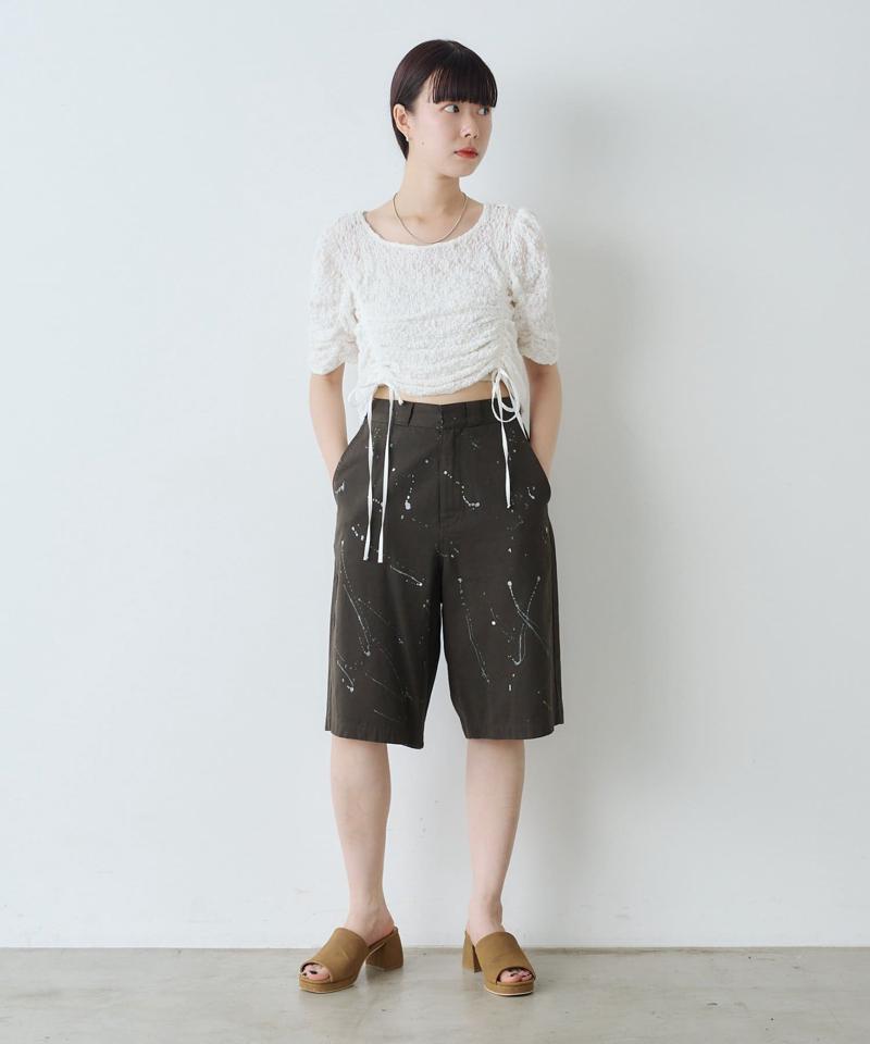 【WHIMSIC/2サイズ展開】ハンドぺインティングコットンツイルショーツ