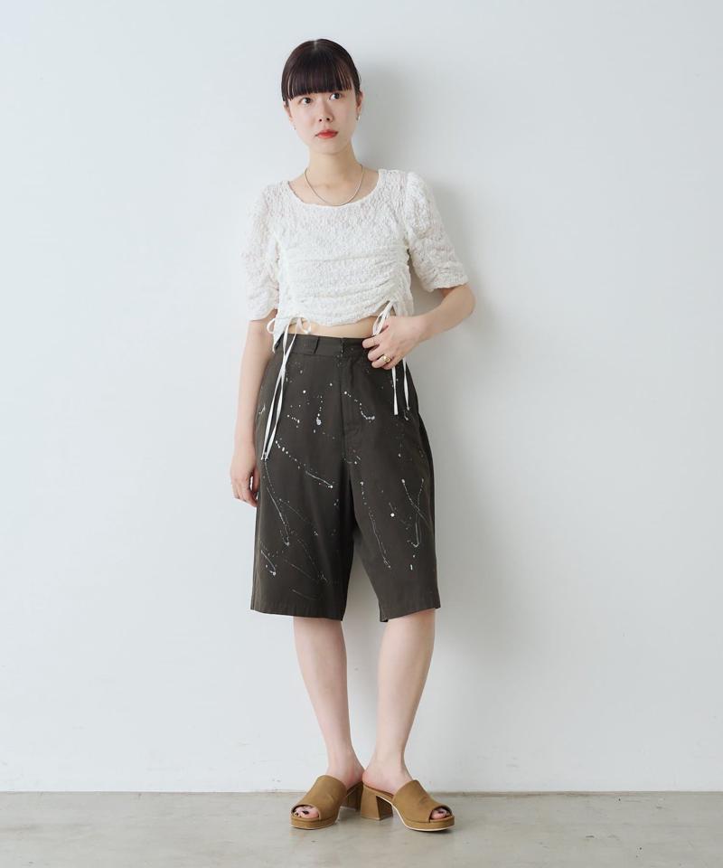 【WHIMSIC/2サイズ展開】ハンドぺインティングコットンツイルショーツ