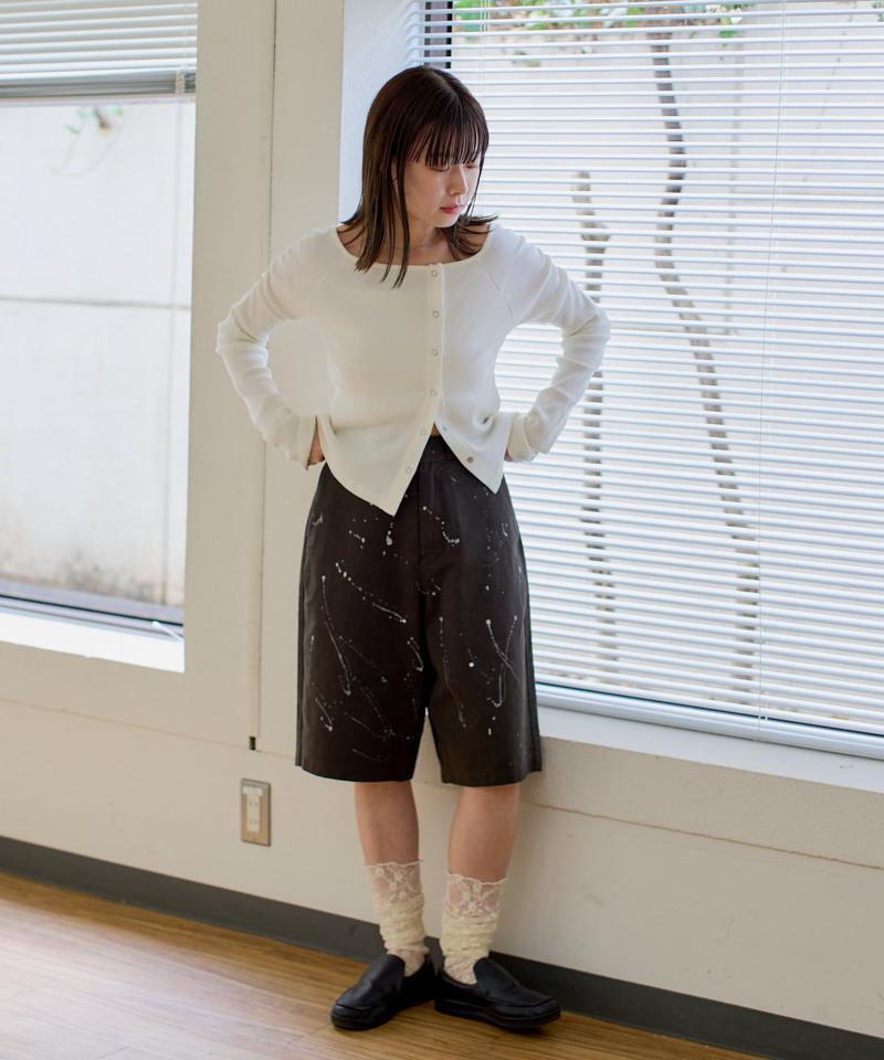【WHIMSIC/2サイズ展開】ハンドぺインティングコットンツイルショーツ