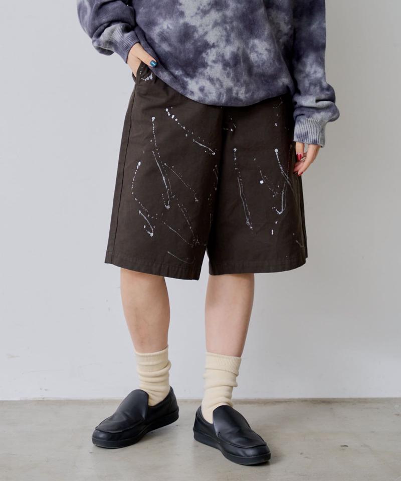 【WHIMSIC/2サイズ展開】ハンドぺインティングコットンツイルショーツ