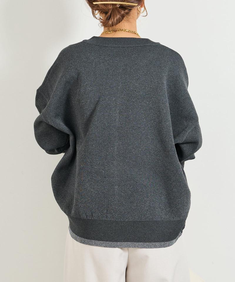 《オンオフ着回せる》スウェットライクニットカーディガン