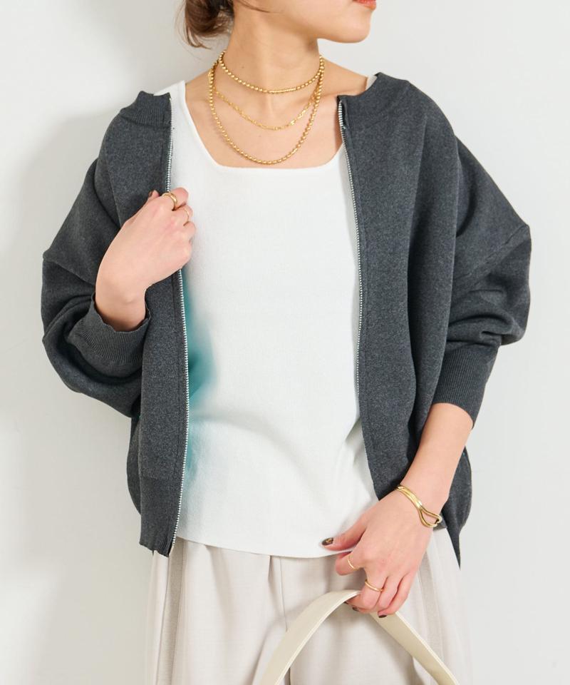 《オンオフ着回せる》スウェットライクニットカーディガン
