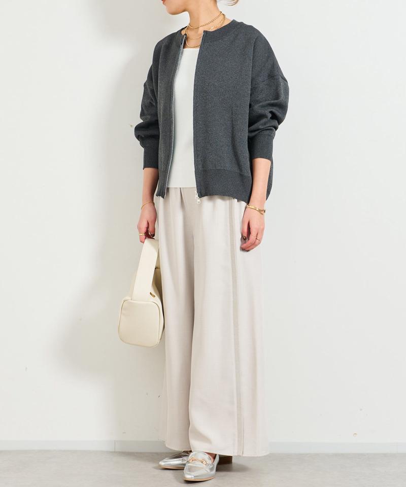 《オンオフ着回せる》スウェットライクニットカーディガン