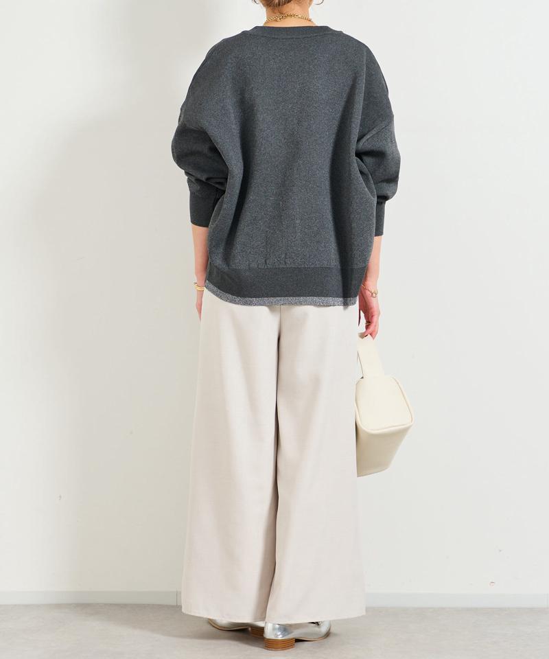 《オンオフ着回せる》スウェットライクニットカーディガン