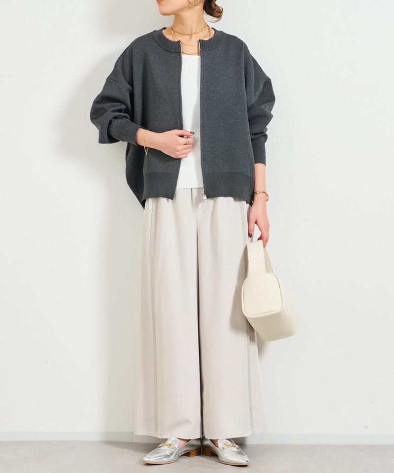 《オンオフ着回せる》スウェットライクニットカーディガン