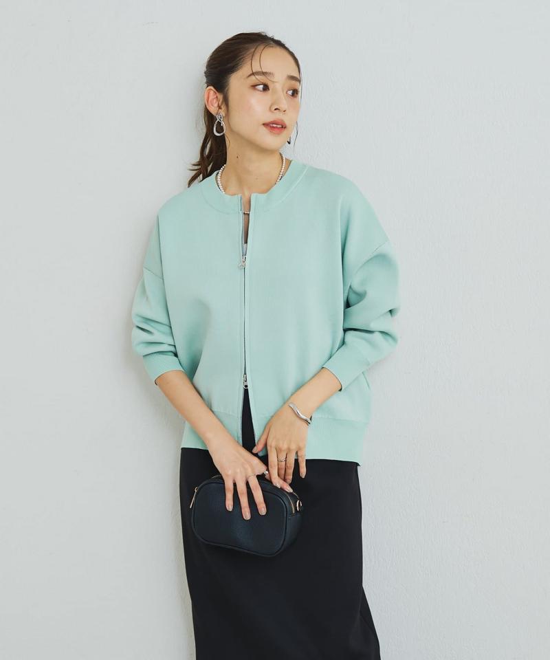 《オンオフ着回せる》スウェットライクニットカーディガン