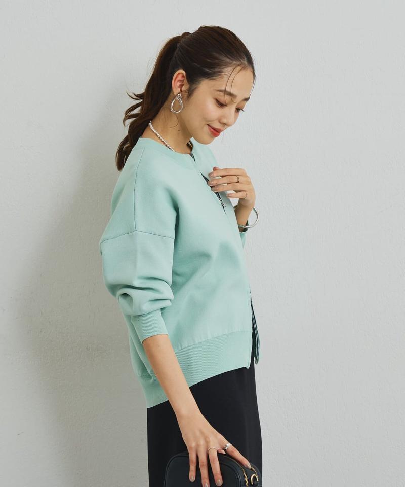 《オンオフ着回せる》スウェットライクニットカーディガン