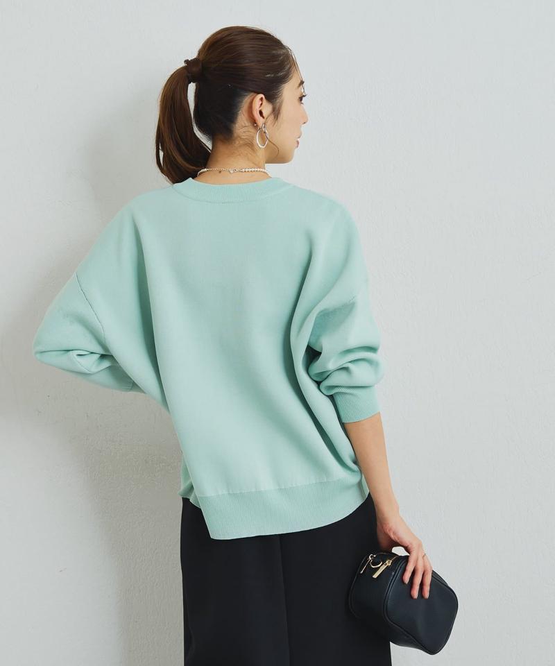 《オンオフ着回せる》スウェットライクニットカーディガン