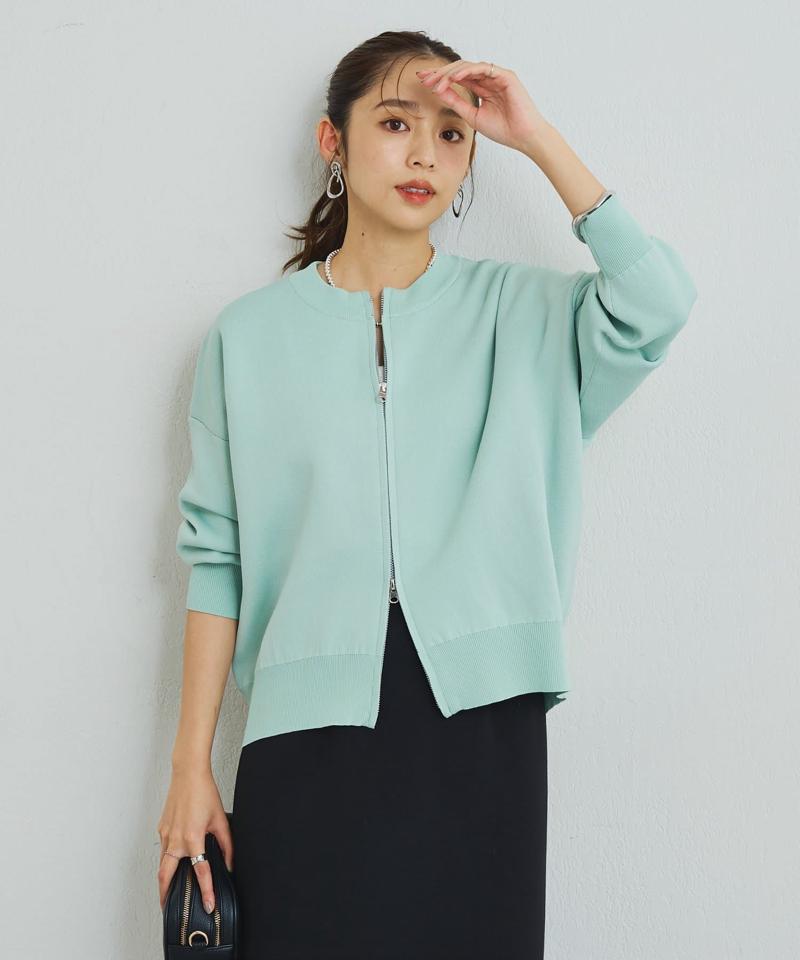《オンオフ着回せる》スウェットライクニットカーディガン