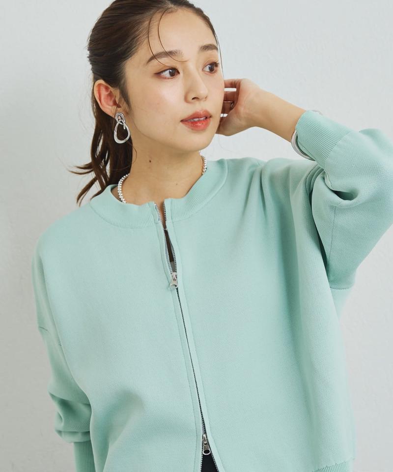 《オンオフ着回せる》スウェットライクニットカーディガン