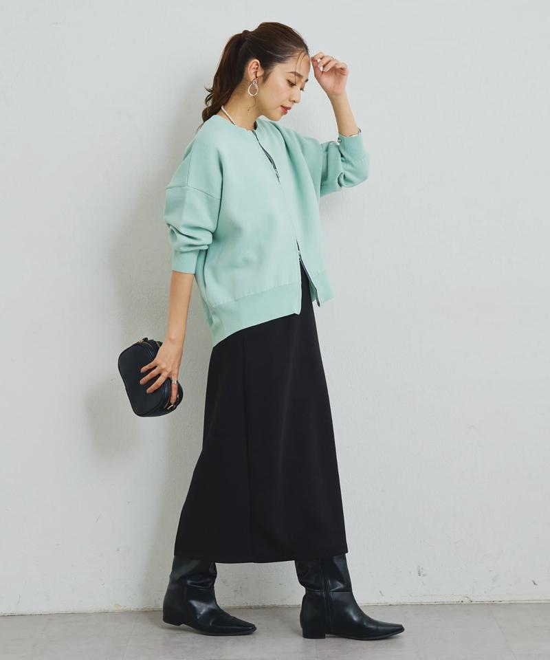 《オンオフ着回せる》スウェットライクニットカーディガン