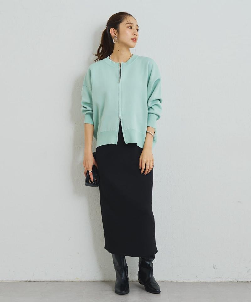 《オンオフ着回せる》スウェットライクニットカーディガン