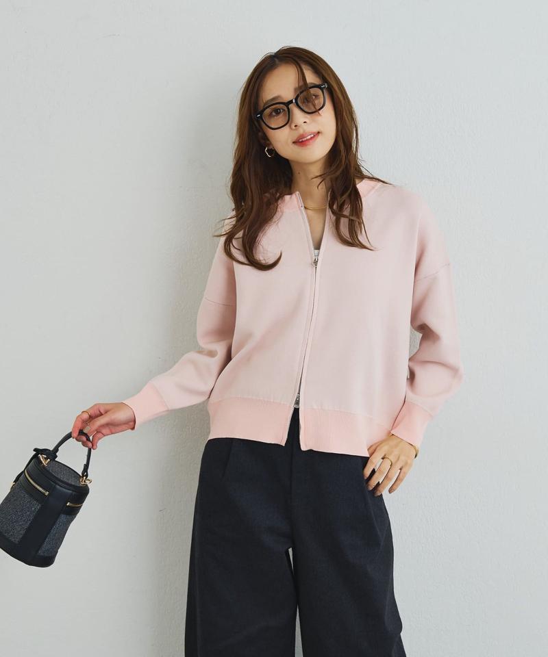 《オンオフ着回せる》スウェットライクニットカーディガン