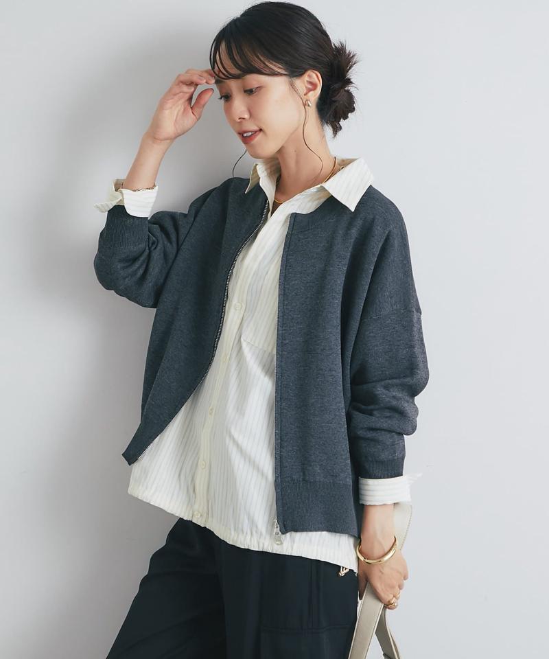 《オンオフ着回せる》スウェットライクニットカーディガン