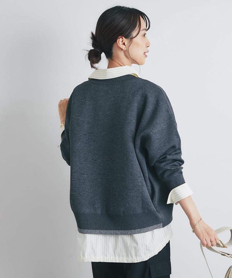 《オンオフ着回せる》スウェットライクニットカーディガン