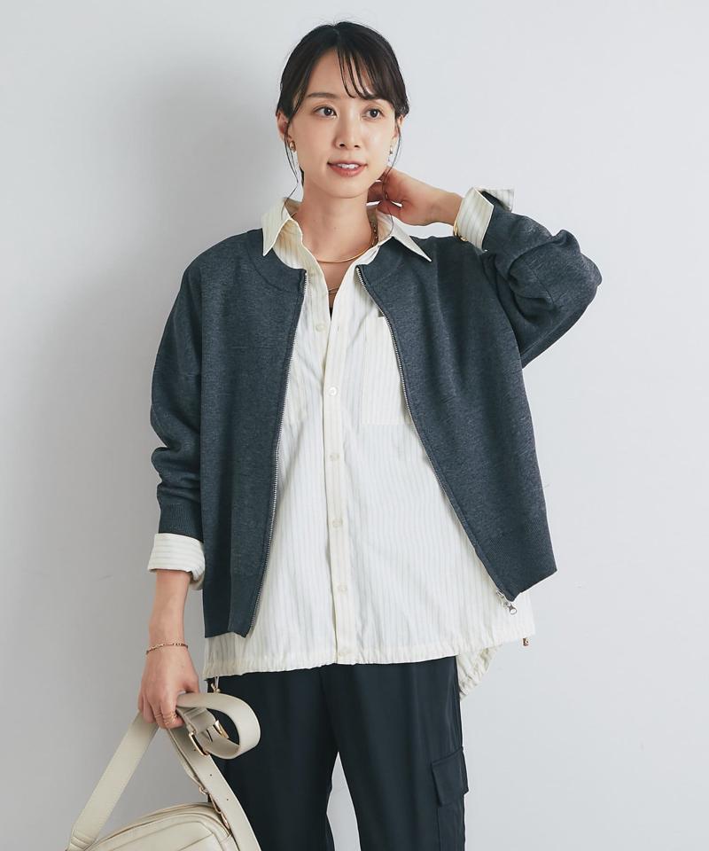 《オンオフ着回せる》スウェットライクニットカーディガン