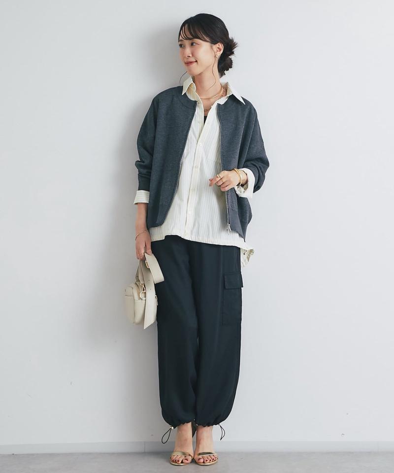 《オンオフ着回せる》スウェットライクニットカーディガン