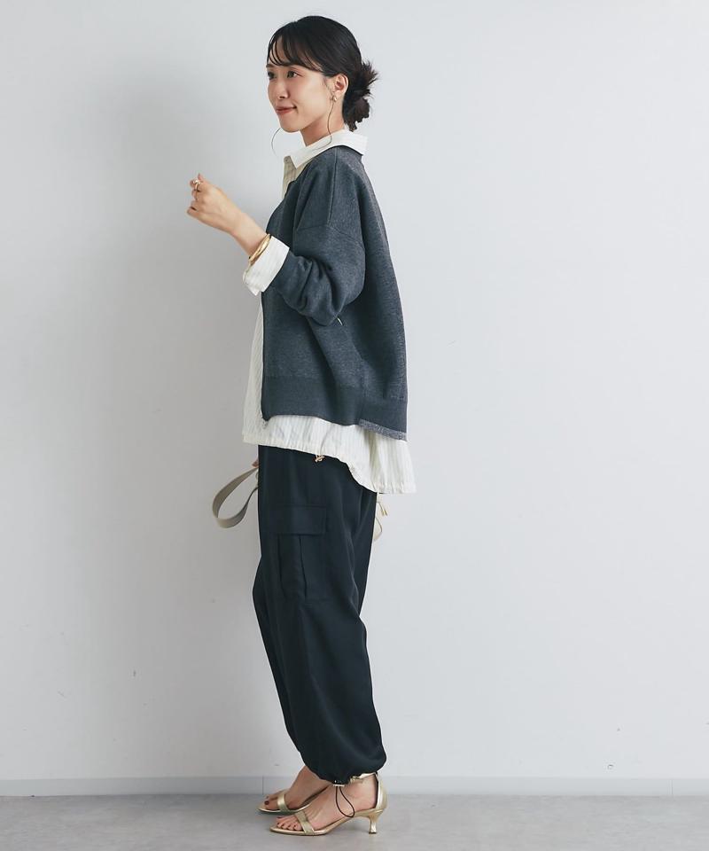 《オンオフ着回せる》スウェットライクニットカーディガン