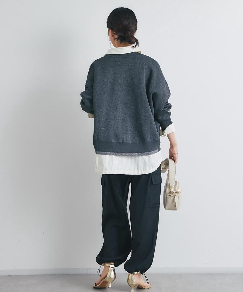 《オンオフ着回せる》スウェットライクニットカーディガン