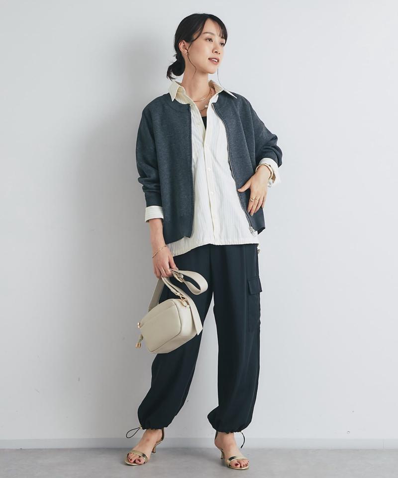《オンオフ着回せる》スウェットライクニットカーディガン