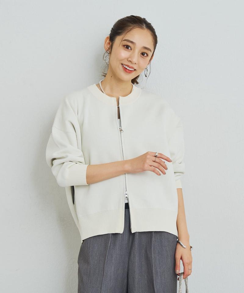 《オンオフ着回せる》スウェットライクニットカーディガン