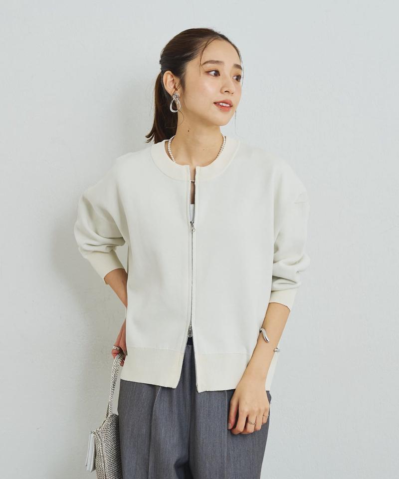 《オンオフ着回せる》スウェットライクニットカーディガン