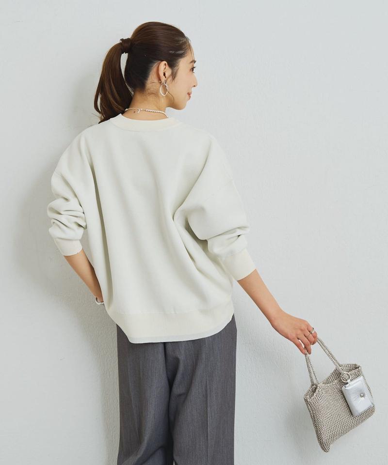 《オンオフ着回せる》スウェットライクニットカーディガン