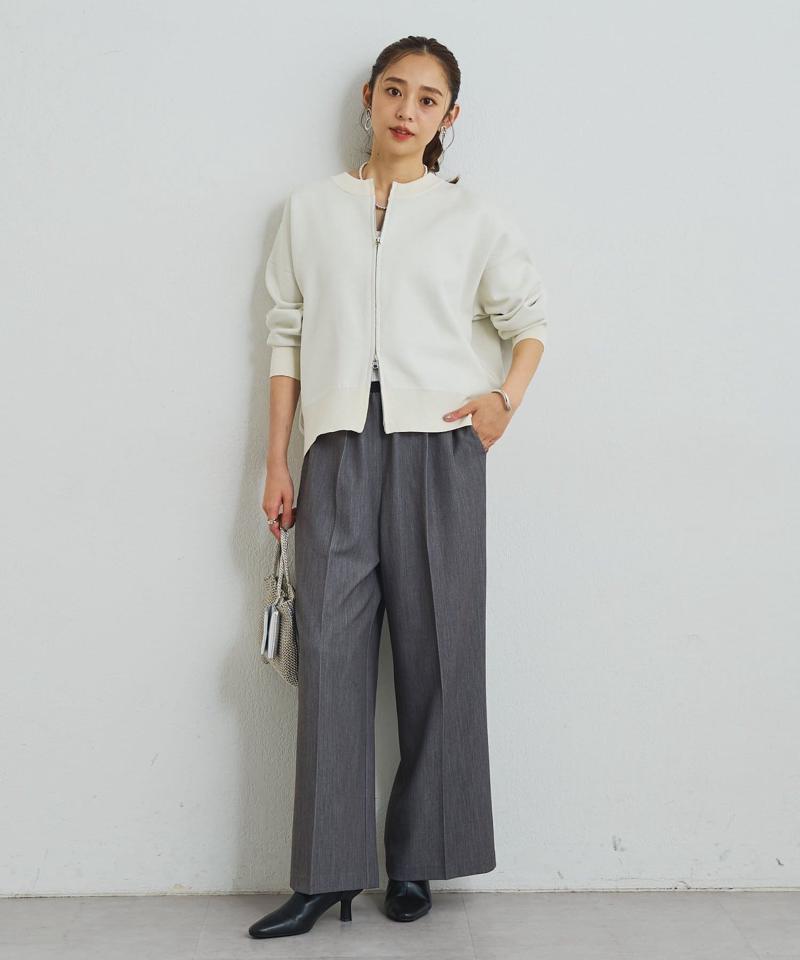 《オンオフ着回せる》スウェットライクニットカーディガン