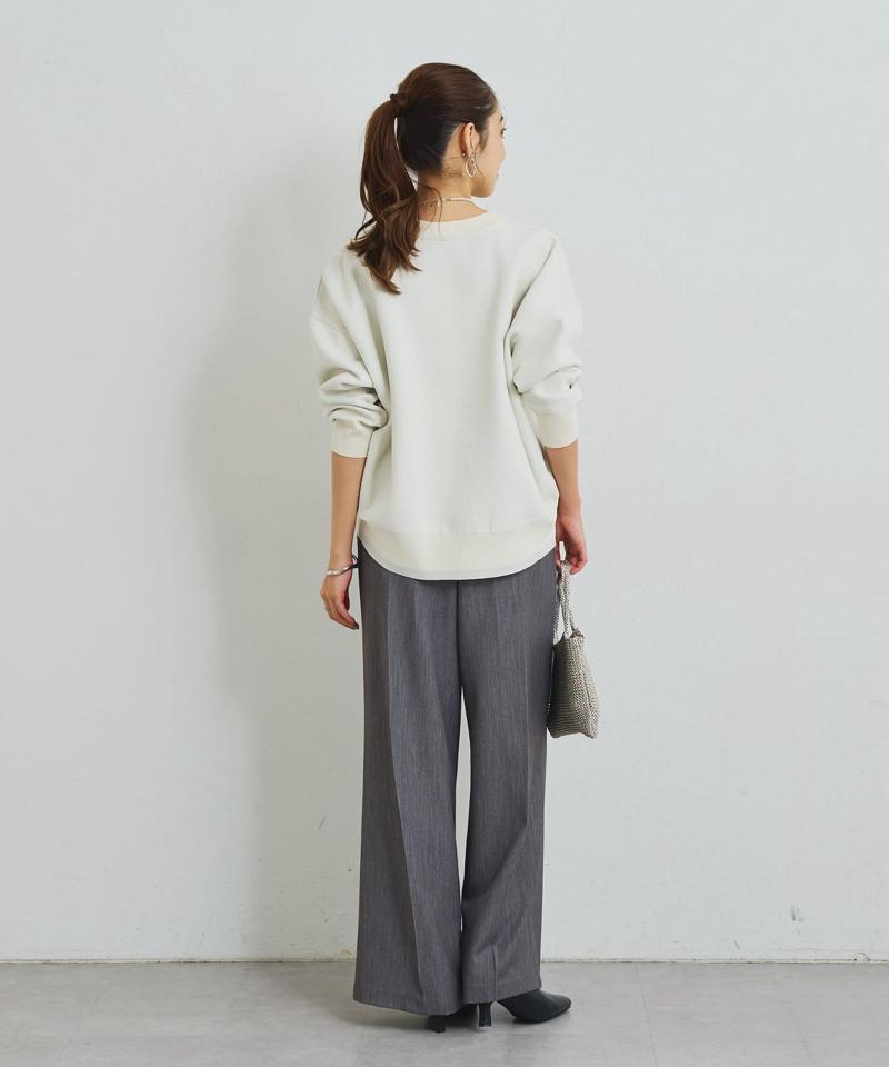 《オンオフ着回せる》スウェットライクニットカーディガン