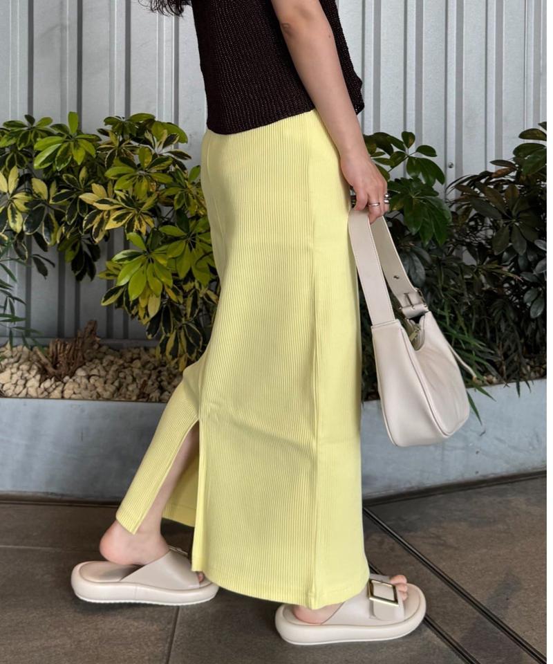 【WEB限定】【-3キロ見え/14色】すっきりシルエットリブスカート