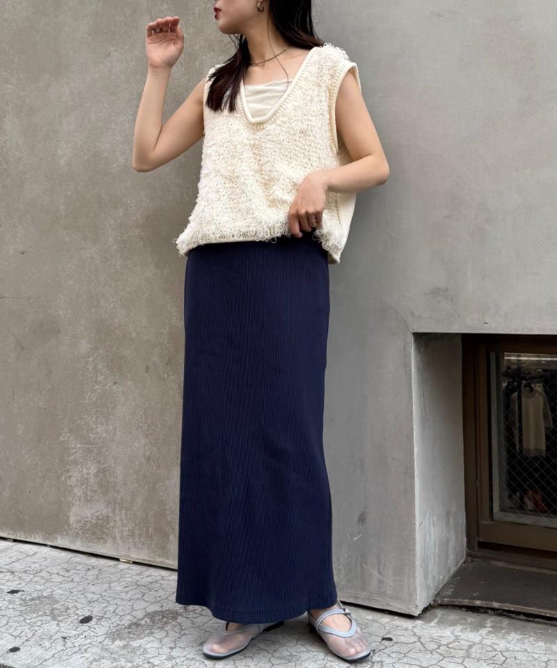 【WEB限定】【-3キロ見え/14色】すっきりシルエットリブスカート