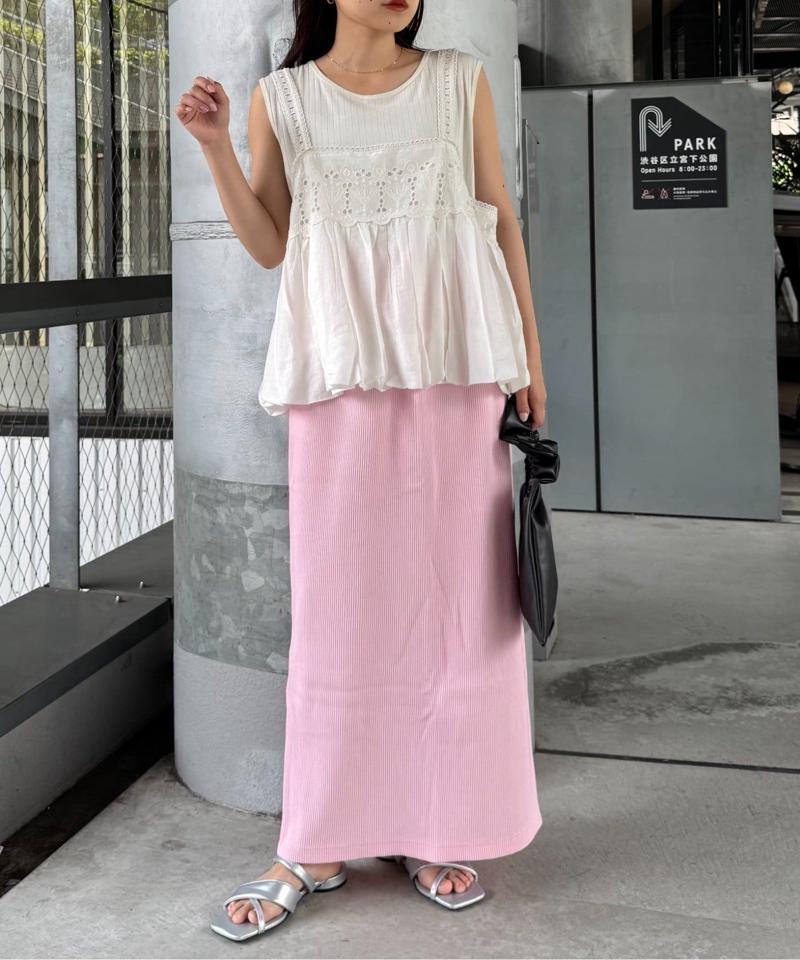 【-3キロ見え】すっきりシルエットリブスカート