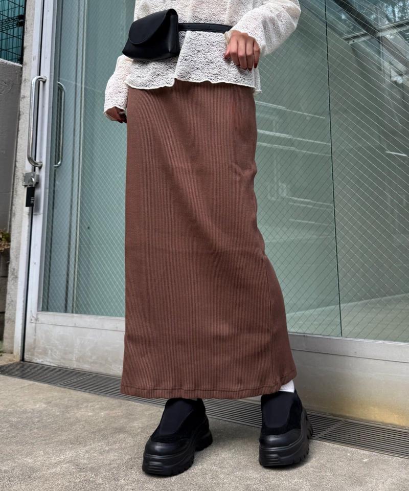 【-3キロ見え】すっきりシルエットリブスカート
