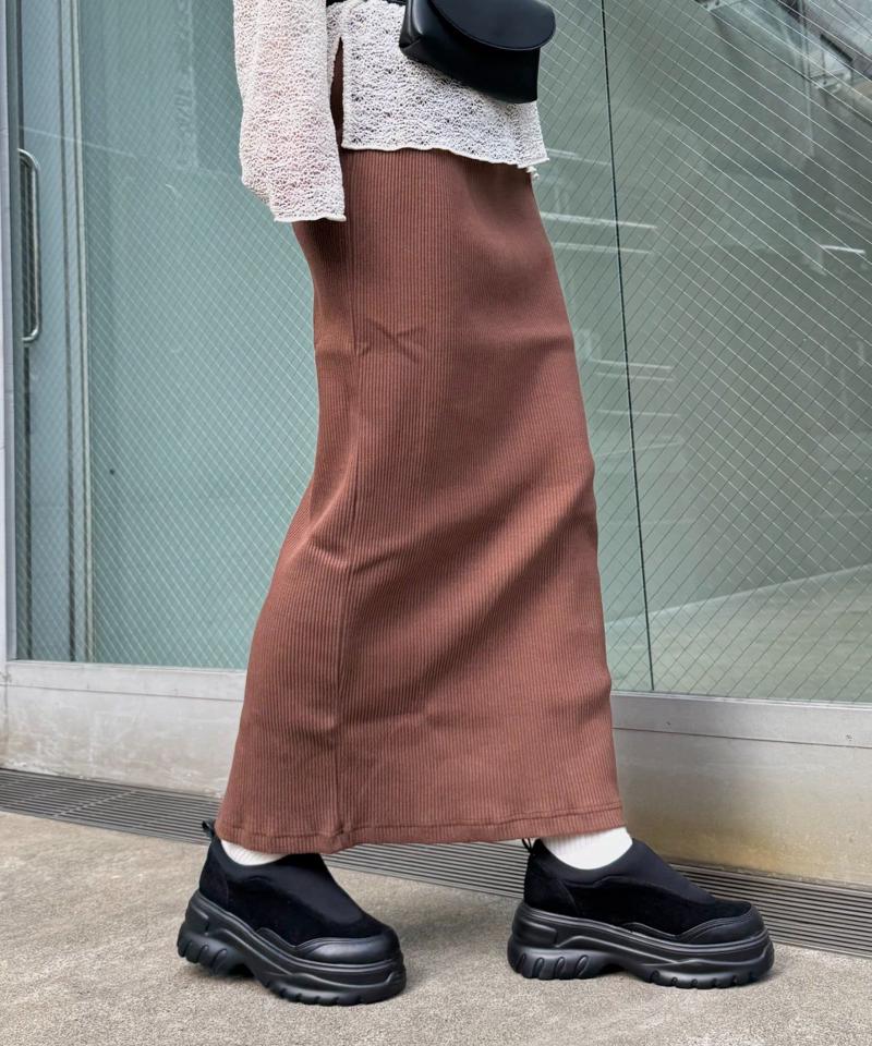 【-3キロ見え】すっきりシルエットリブスカート