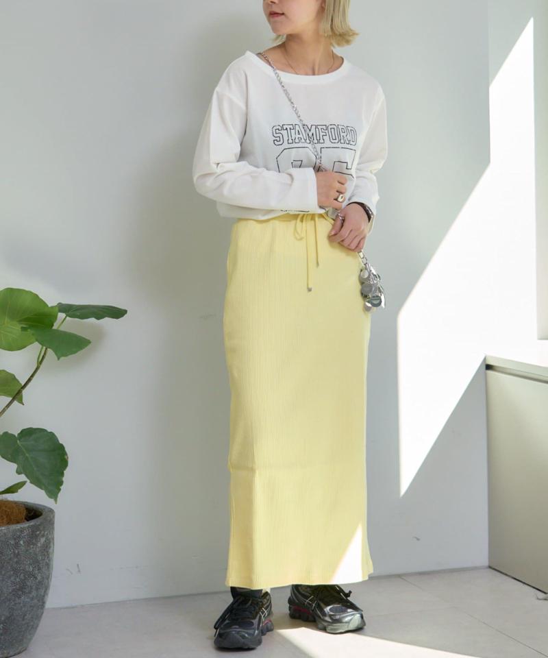 【WEB限定】【-3キロ見え/14色】すっきりシルエットリブスカート