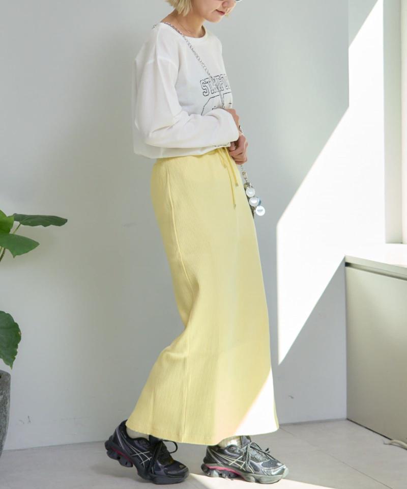 【WEB限定】【-3キロ見え/14色】すっきりシルエットリブスカート