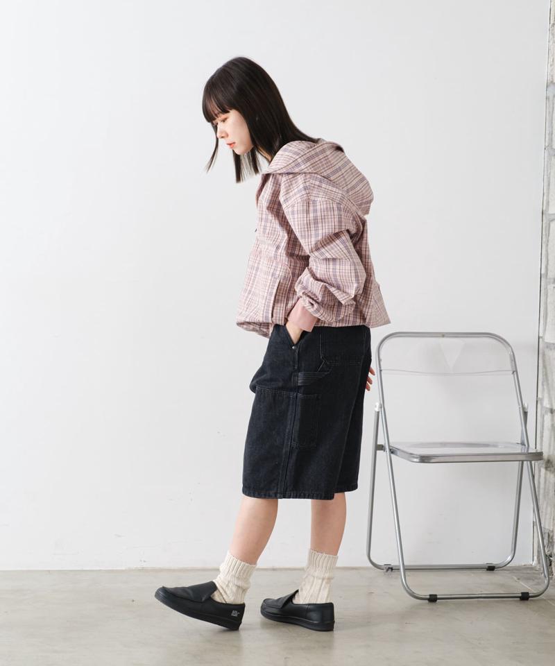 【WHIMSIC】チェックジップフーディシャツ