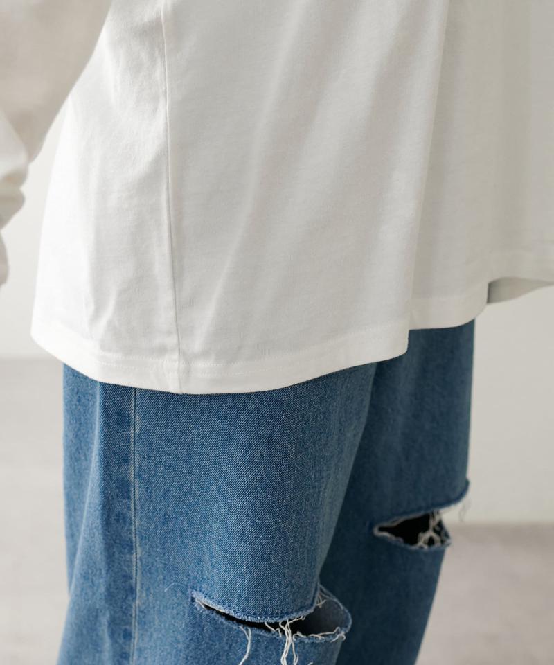 【ユニセックス】ワンポイント刺繍レイヤードロンT