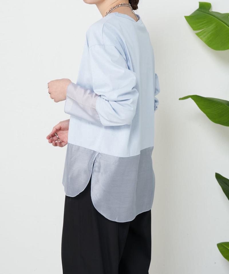 【新色登場！】裾袖口切替シアーカットソー