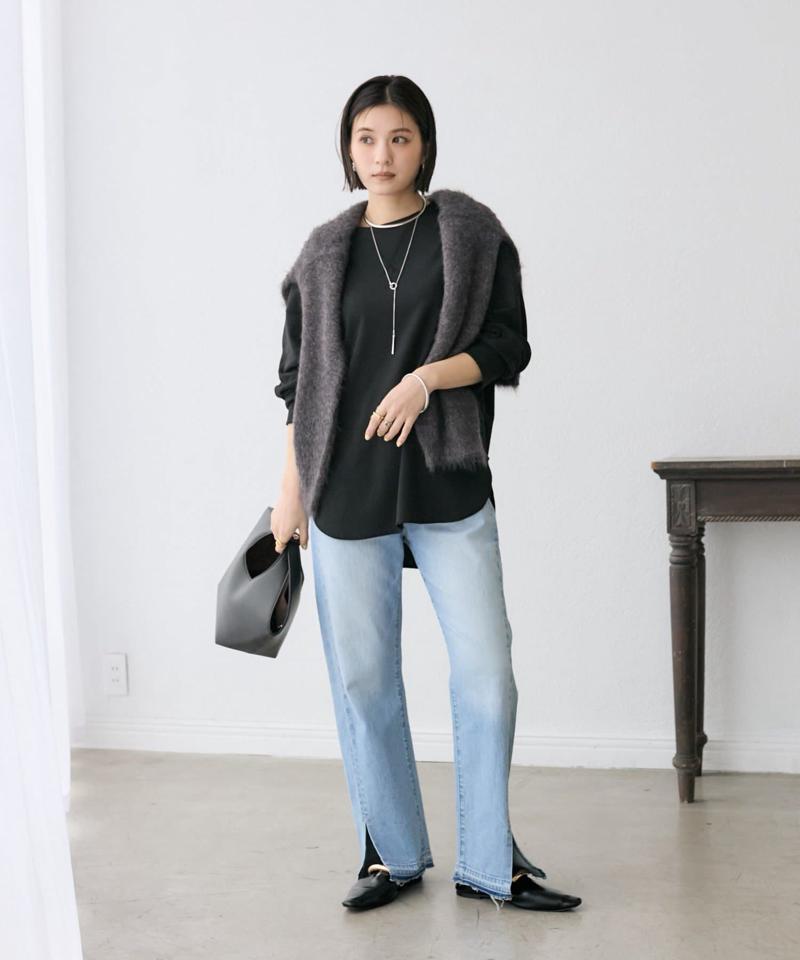 【ニットのインナーにもおすすめ】カットジョーゼットライトプルオーバー
