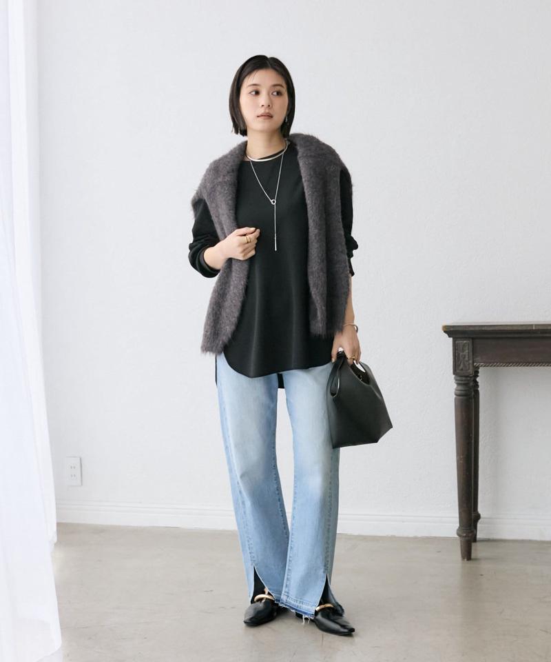 【ニットのインナーにもおすすめ】カットジョーゼットライトプルオーバー