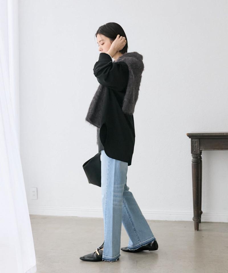 【ニットのインナーにもおすすめ】カットジョーゼットライトプルオーバー