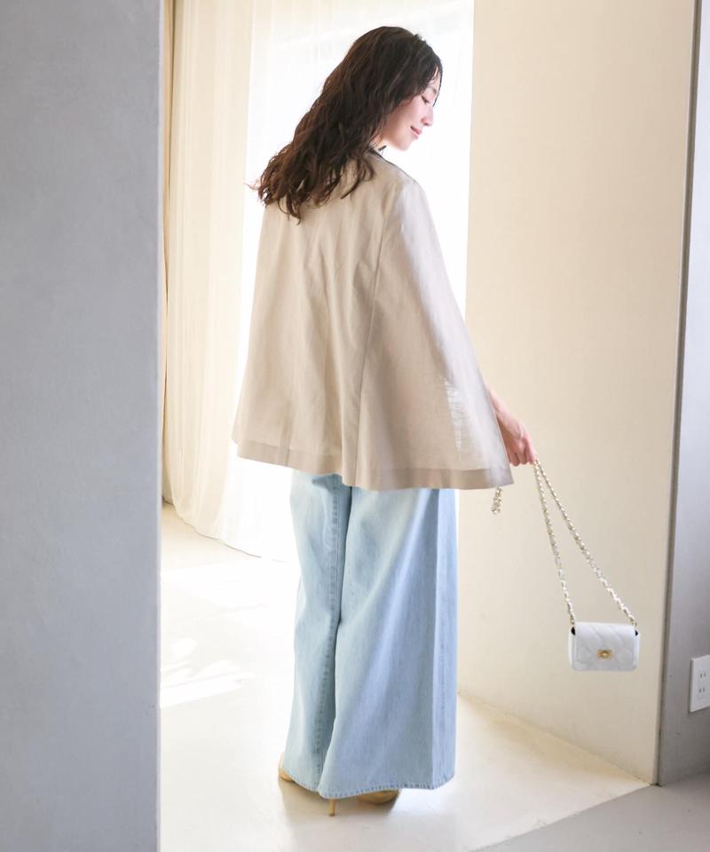 【名品】コットン麻ケープ風ダブルジャケット