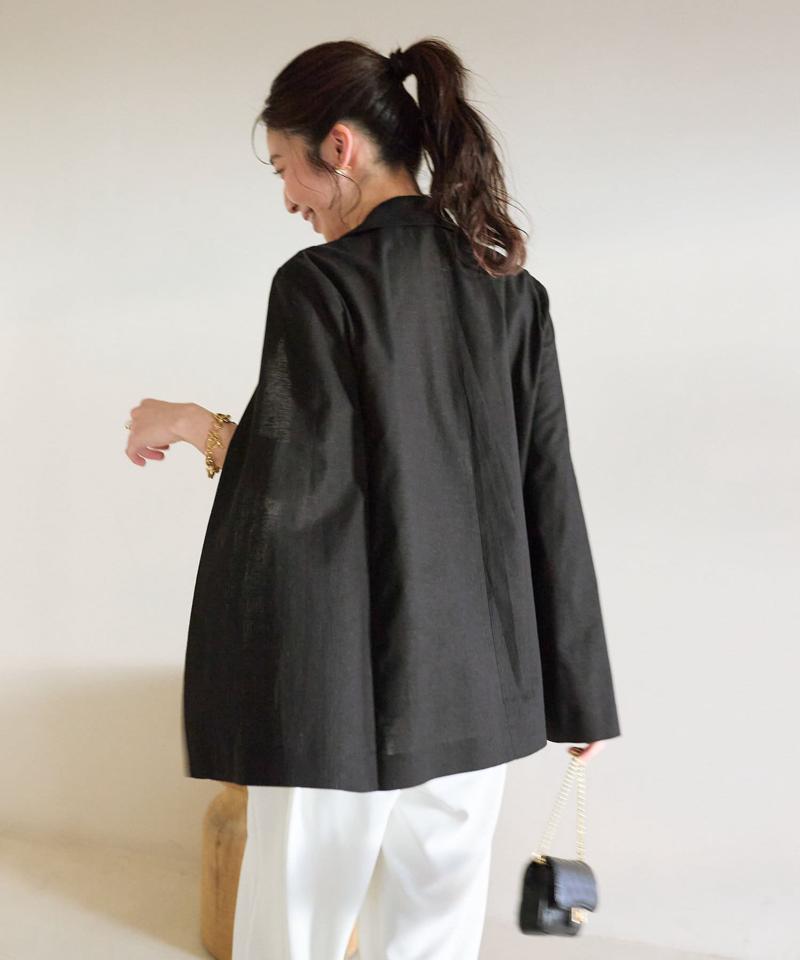 【名品】コットン麻ケープ風ダブルジャケット