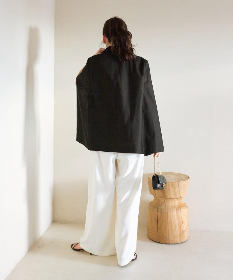 【名品】コットン麻ケープ風ダブルジャケット
