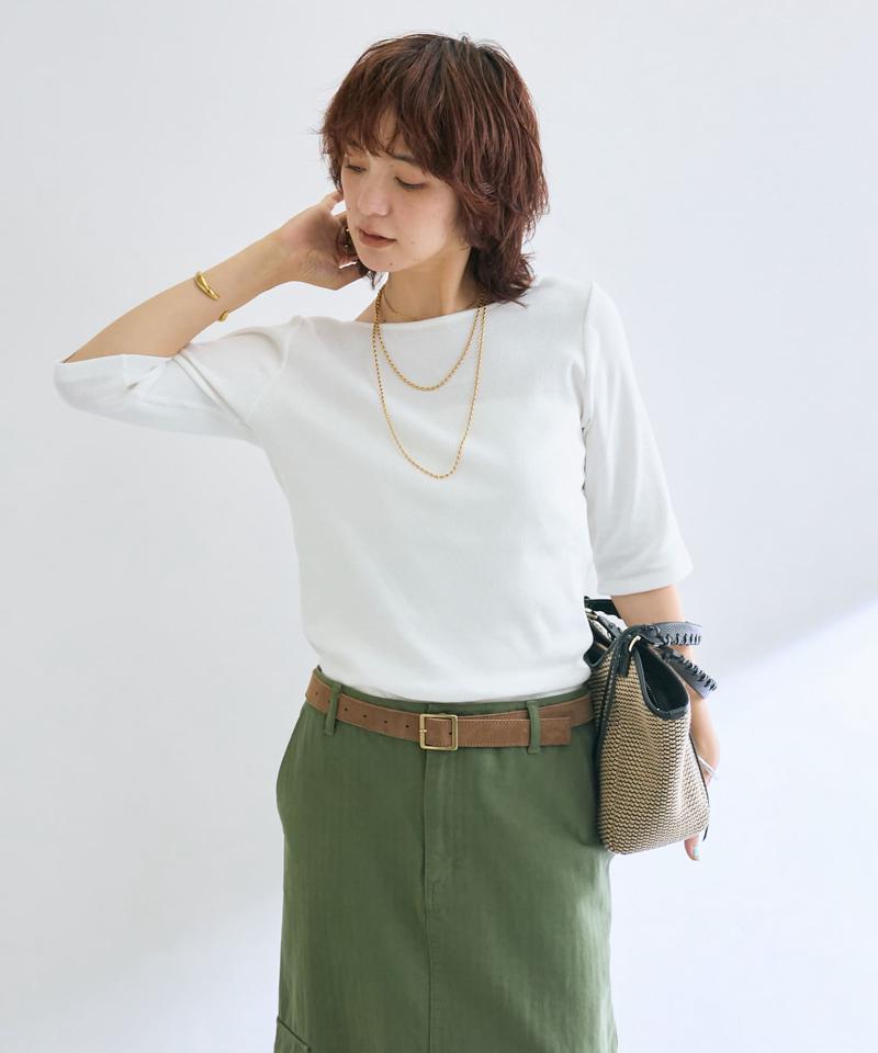 【全骨格着やせ/ベストセラー】2wayテレコTシャツ