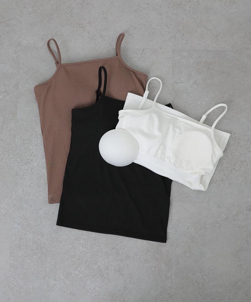 【リバイバル】カップ付テレコリブスクエアキャミソール