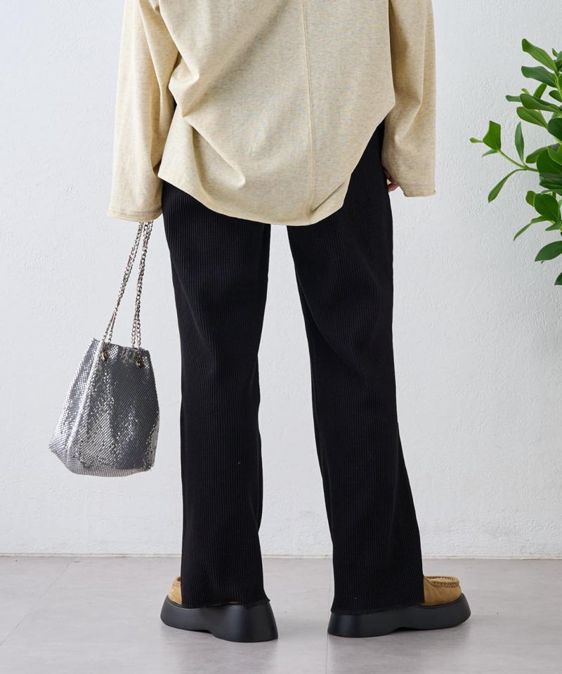【マイナス3キロ見え/3サイズ展開】すっきりシルエットリブパンツ
