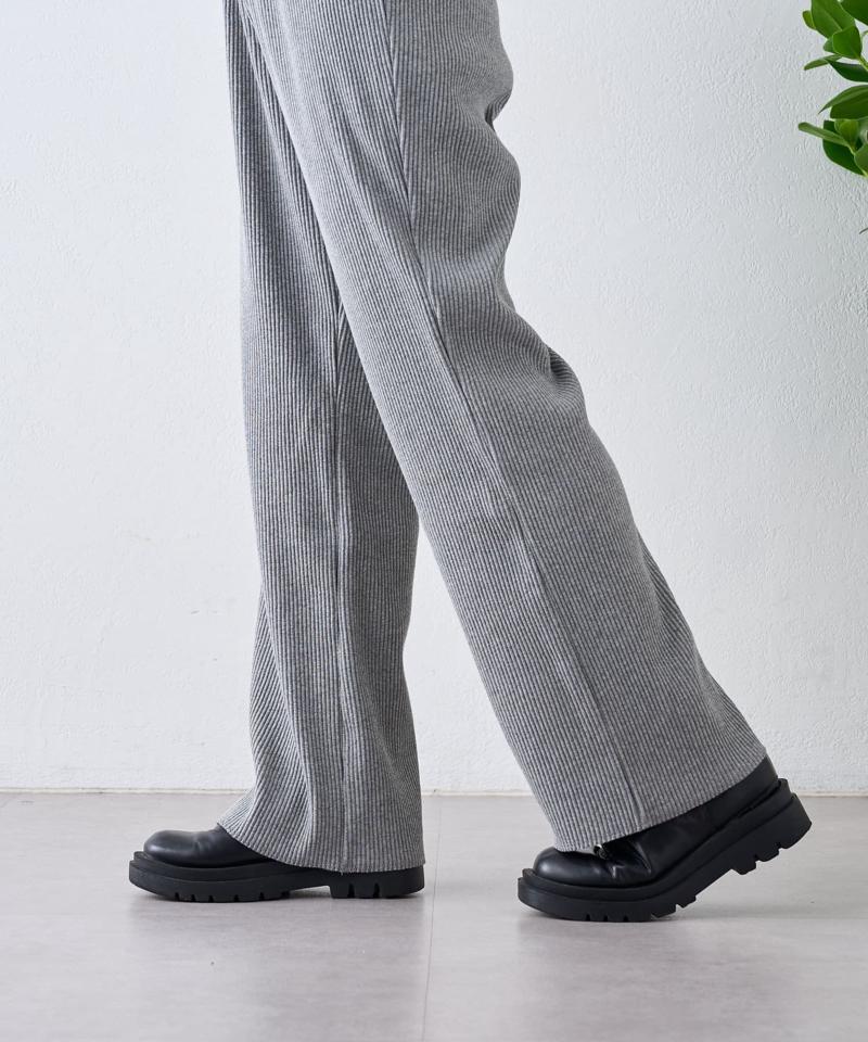 【マイナス3キロ見え/3サイズ展開】すっきりシルエットリブパンツ